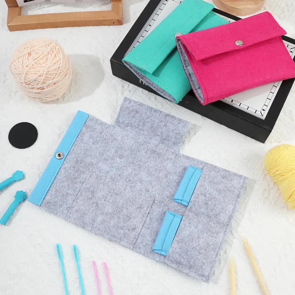 Borsa portaoggetti in feltro multi-scomparto per aghi e fili con tasche rinforzate, organizer per cucito, uncinetto e maglia