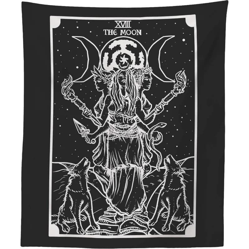 Tapestry con immagine della Dea Ecate (Nero e Grigio) da appendere alla parete (60" x 50")