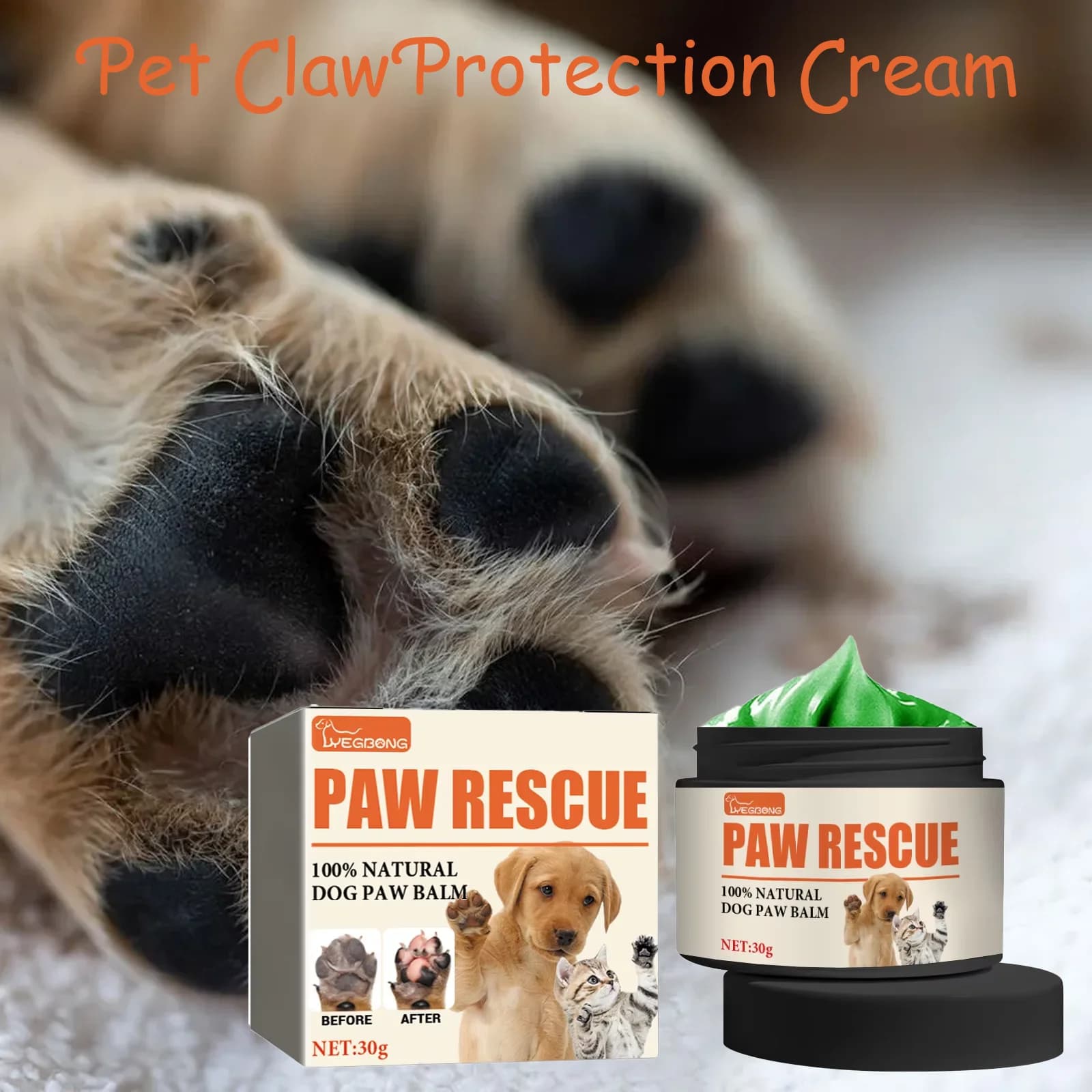 YEGBONG 30g Crema per la cura delle zampe di animali domestici Olio protettivo per piedi per gatti e cani Balsamo per zampe di cane Crema protettiva per zampe di gatto Cura dei piedi canini