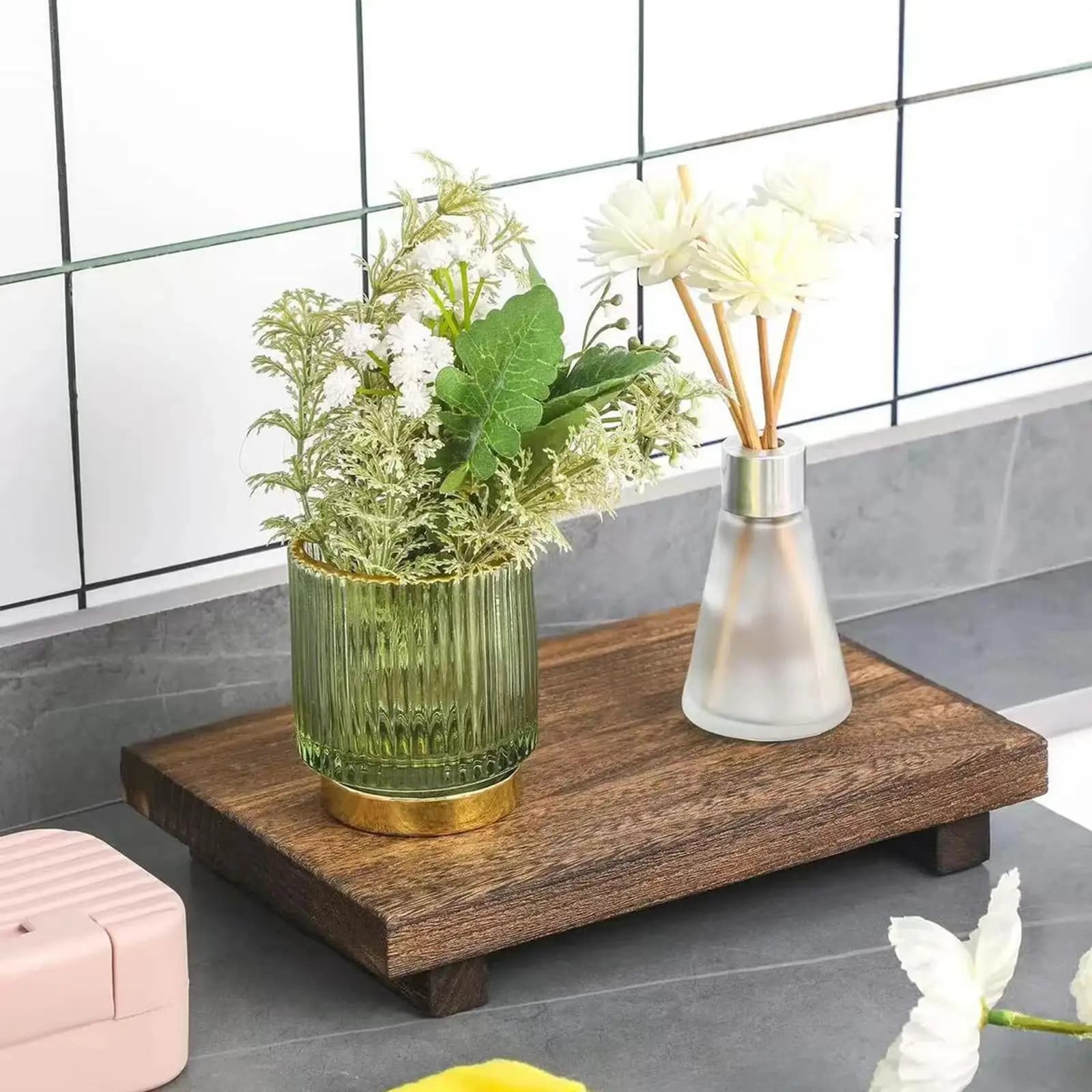 Piedistallo in legno per esposizione Pratico supporto per dispenser di sapone salvato per gioielli