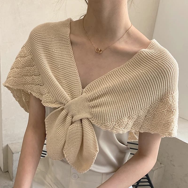 Women's fake shawl collar women's blouse shoulders collar knitted scarf knotted neck protection scarf combined