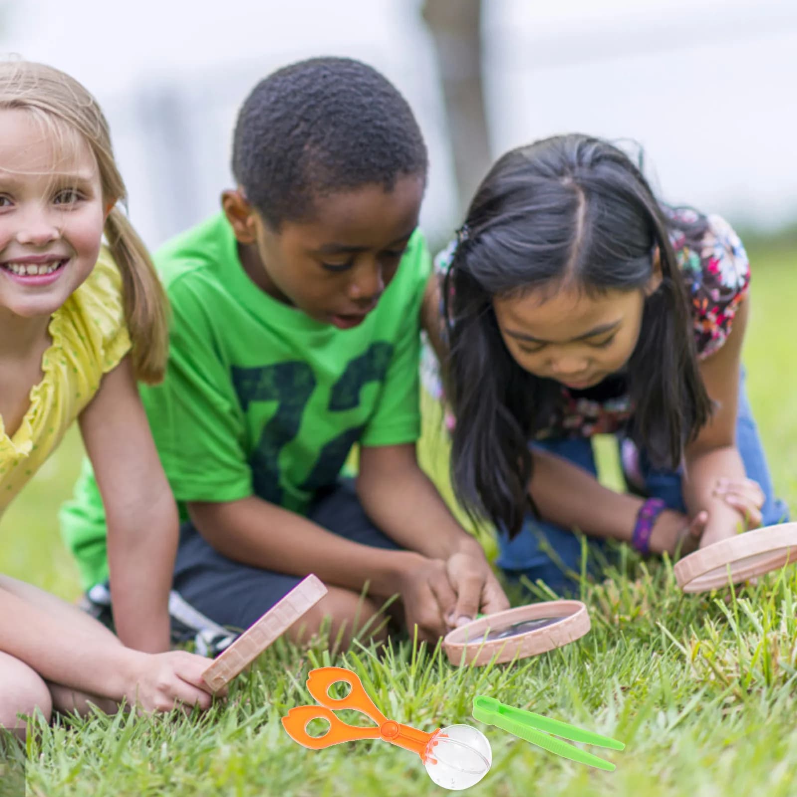 Set di 6 Forbici e Pinze per Bambini, Kit di Strumenti Sicuri in Plastica per Esplorare la Natura, Forbici Educative per Bambini