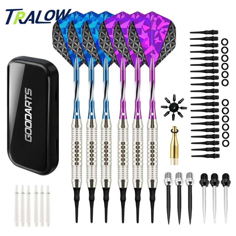 Set di 6 freccette convertibili TRALOW con punta intercambiabile in acciaio e morbida, kit professionale per bersagli elettronici e in setole