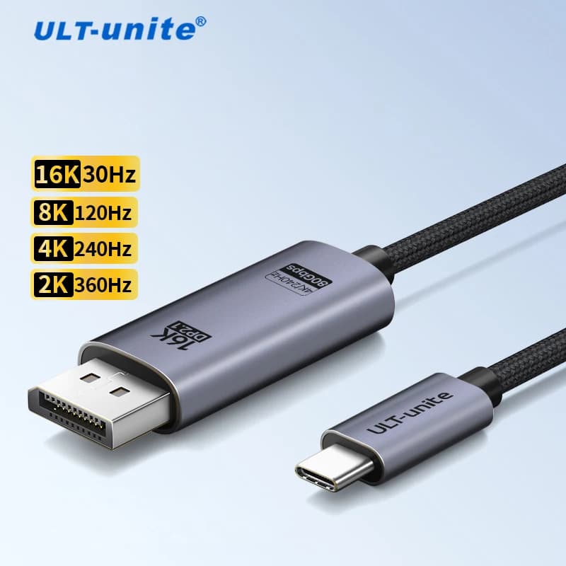 Cavo bidirezionale da USB C a DP 2.1 da 16K 8K120Hz 4K 240Hz Cavo adattatore DisplayPort a tipo C per MacBook Pro/Air Dell HP Lenovo