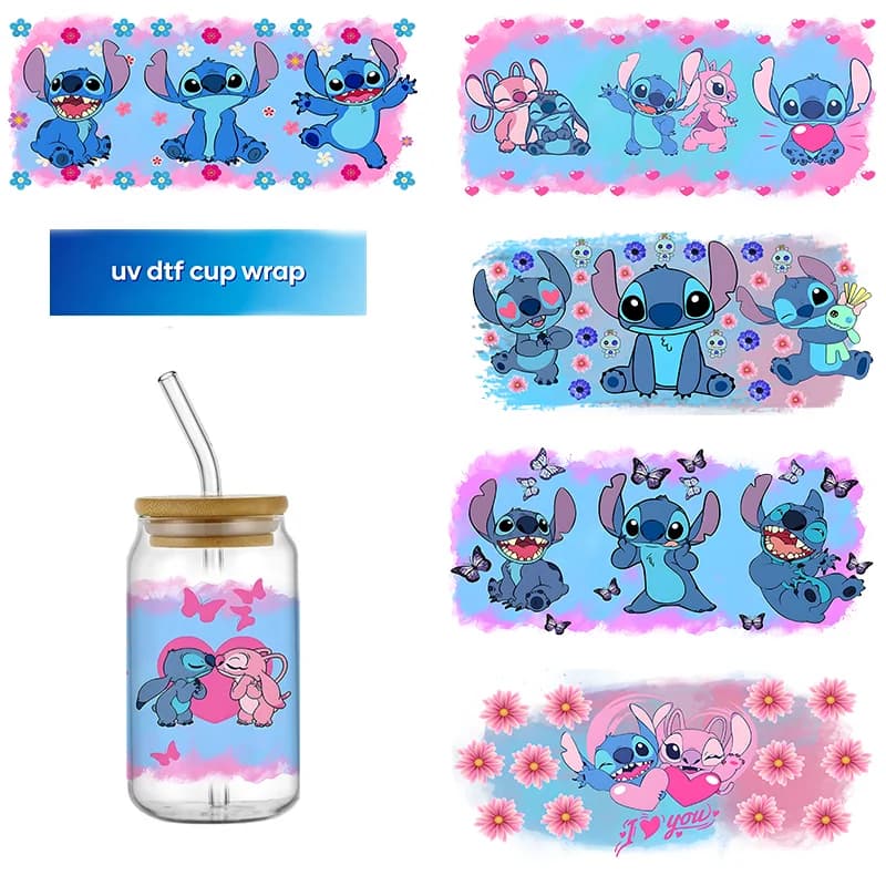 Funko cartoon LOVE patterns Glass Cup Decals Cup Wrap Sticker UV DTF Long-Lasting Adhesive Labels DIY Sticker Kits for Drinkware