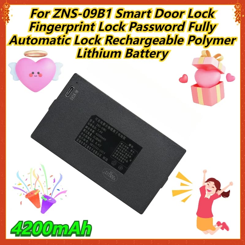 4200mAh Per ZNS-09B1 Smart Door Lock Blocco impronte digitali Password Blocco completamente automatico Batteria al litio polimerica ricaricabile