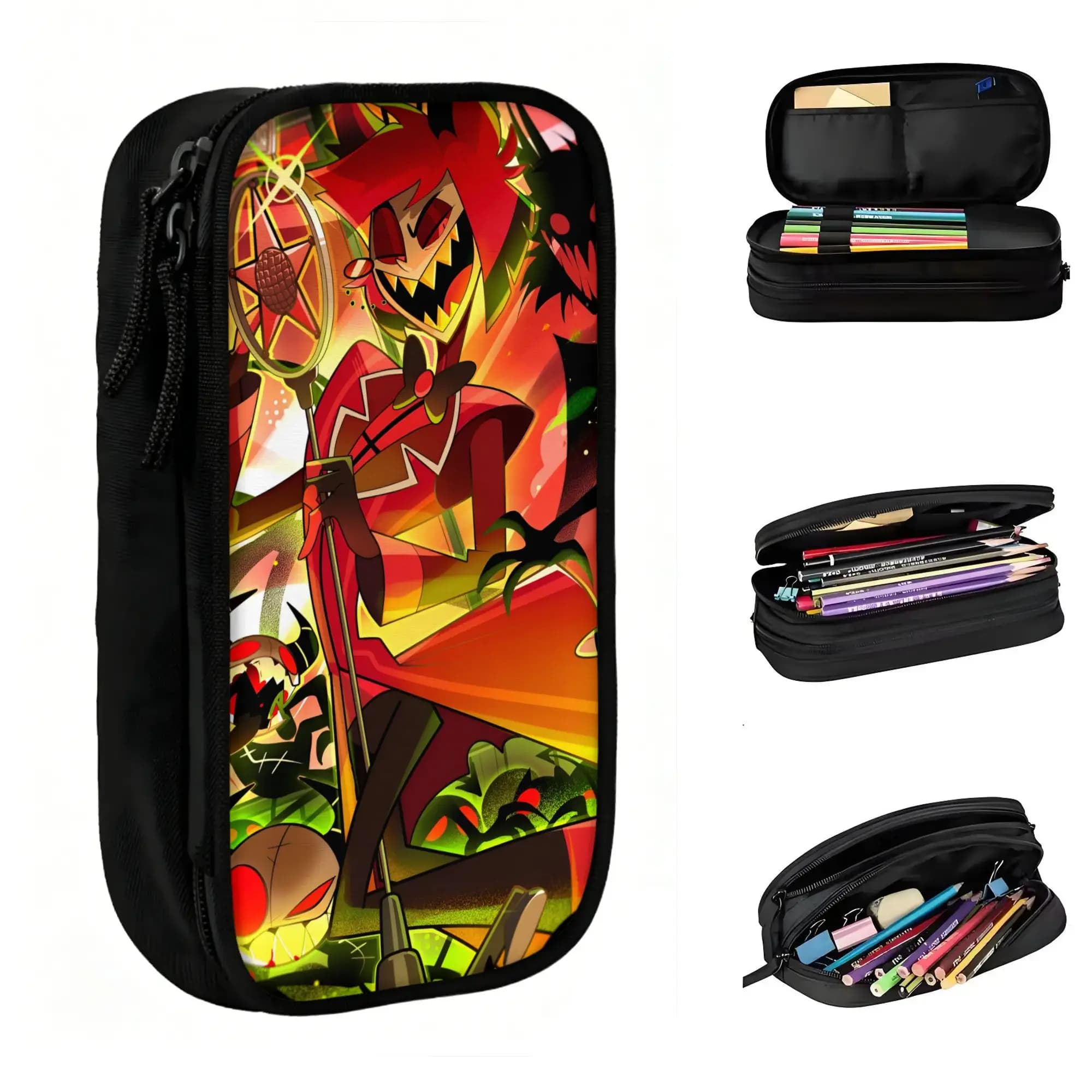 Custom H-Hazbins Cartoon Manga Pencil Case for Girl Boy Large Capacity Pen Box Bag School Accessories