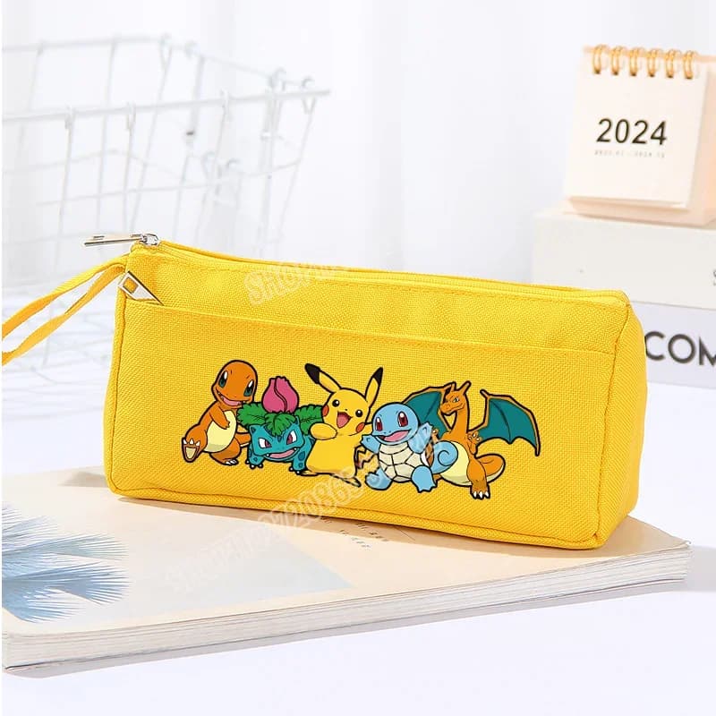 Astuccio per matite Pokemon Pikachu, scatole per cancelleria a tema cartoni animati, per studenti, ragazzi e ragazze, grande capacità, semplice ed elegante, giallo, idea regalo