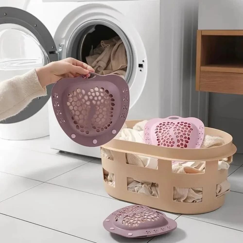 Sacchetto per reggiseno in silicone anti-deformazione con chiusura a scatto, a forma di cuore, per lavaggio e asciugatura rapida, con manico.