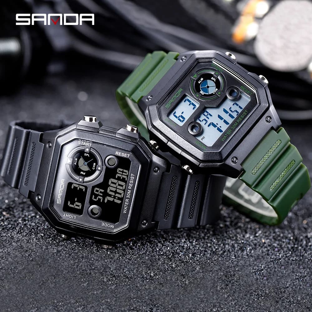 SANDA 418 Brand Men Sports Watches Fashion Chronos Countdown Men Waterproof LED Digital electronic Watch Clock Relogio Masculino