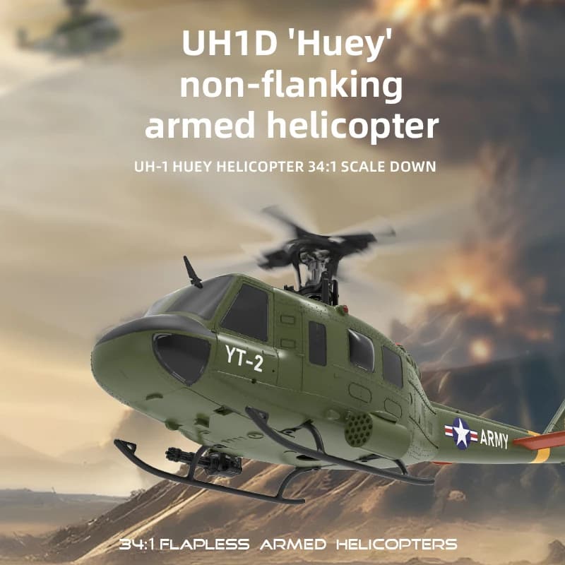 Yuxiang F07 1:34 UH-1 HUEY Scala 2.4G 6CH Mantenimento dell'altitudine Posizionamento del flusso ottico Doppio motore brushless Elicottero RC