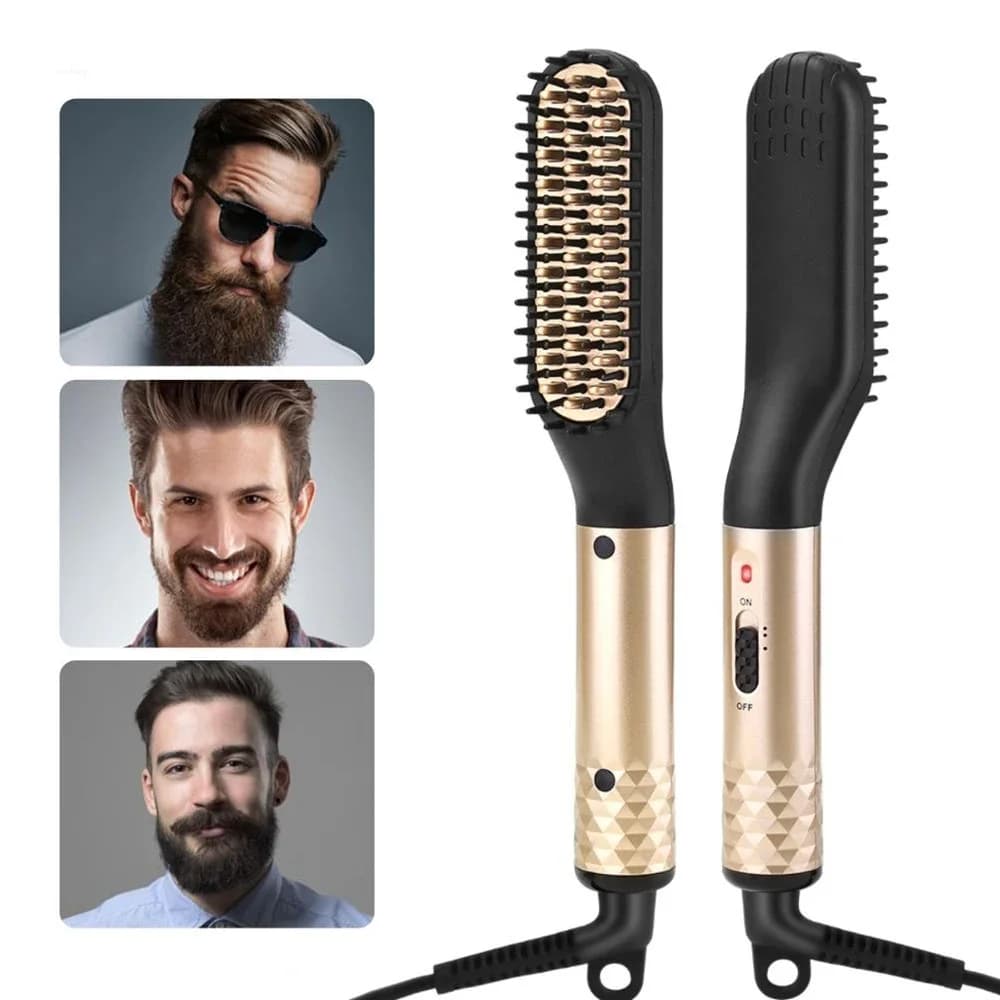 Piastra per capelli professionale Pettine Spazzola per barba Pettine per lisciare i capelli Bigodino per capelli multifunzionale Strumenti per lo styling a riscaldamento rapido