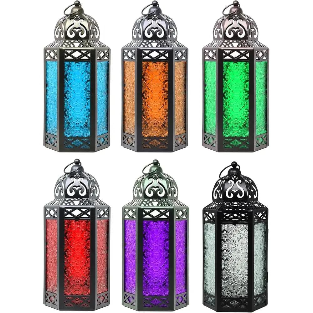 Grande Lanterna Decorativa in Metallo Stile Marocchino, Ideale per Interni, Esterni e Matrimoni