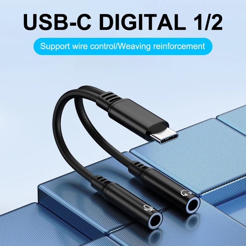 Adattatore audio doppio da 3,5 mm Convertitore per microfono vocale DAC tipo C per Phone15 16