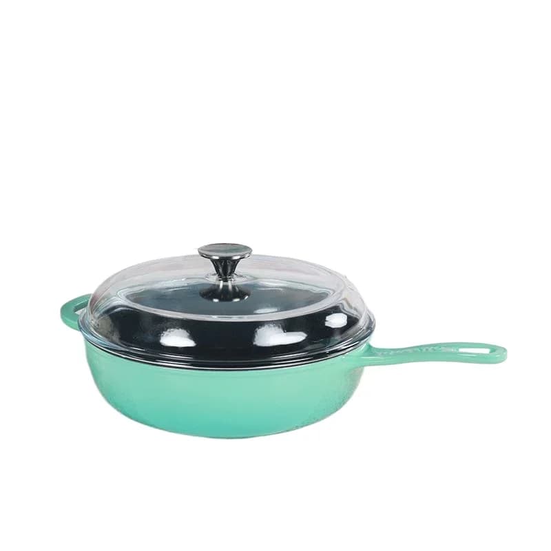 Deep frying pan, wok, long handle frying pan, high-grade enamel pan, large capacity and multi-function