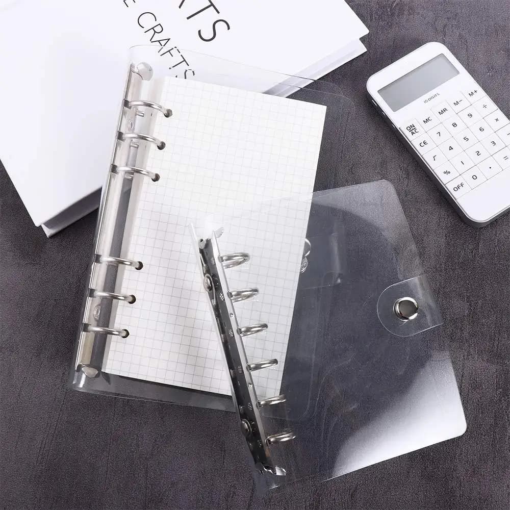 Agenda Office Supplies Transparent Folder Clip File Notebook Planner Loose Leaf Ring Binder