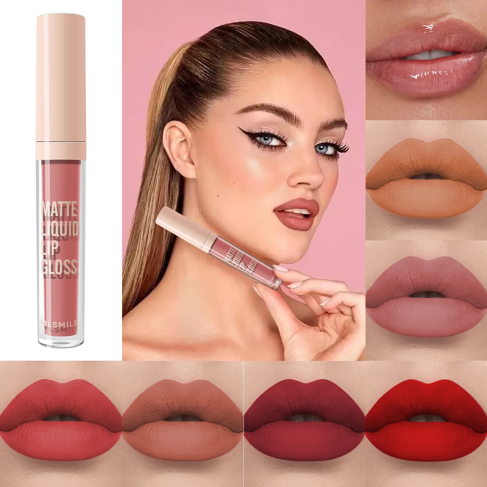 Lucidalabbra nudo impermeabile 7 colori Rossetto liquido opaco velluto duraturo Idratante Tazza antiaderente Smalto labbra Trucco labbra Cosmetico