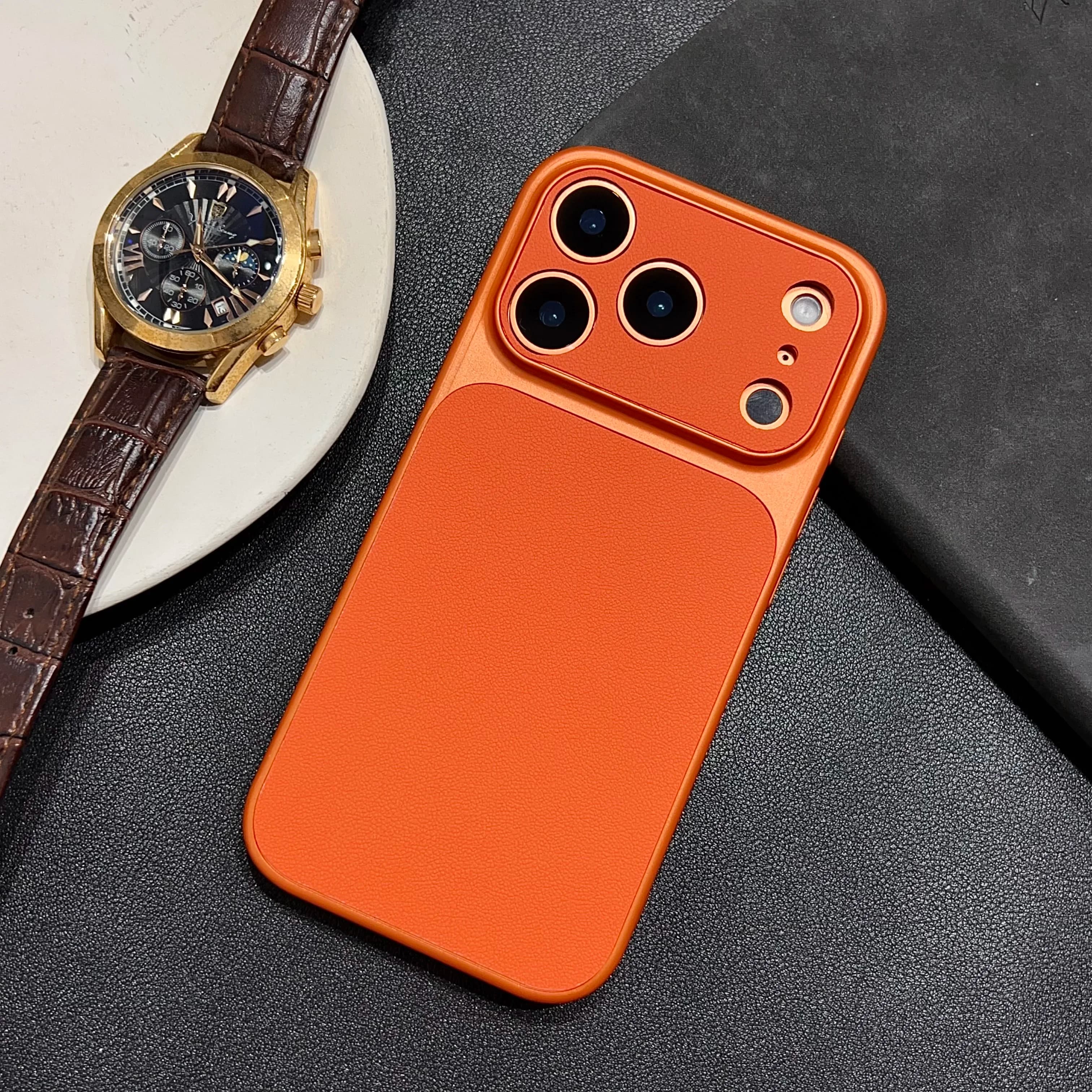 Custodia magnetica per telefono con design ibrido per PC con texture in pelle di lusso per iPhone 17 Air 16 15 14 13 Pro Max Cover posteriore antiurto