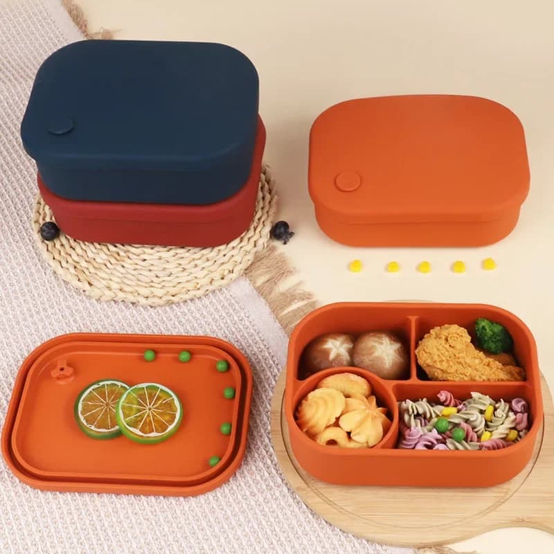 Nuova scatola per il pranzo in silicone per uso alimentare Scatole Bento Scatole per la conservazione della scatola per la conservazione della freschezza riscaldate a microonde Scatole per il pranzo sigillate partizzate