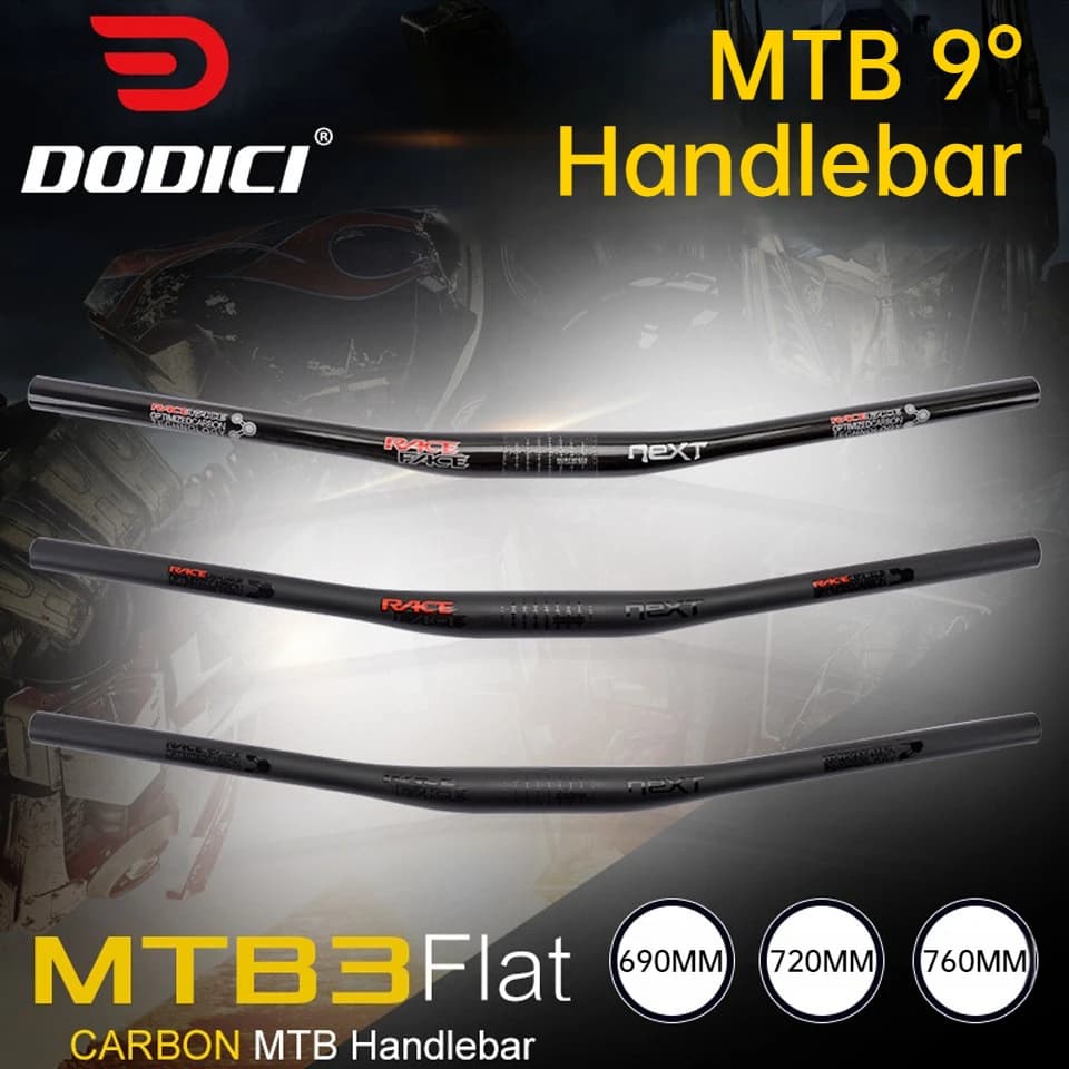 Manubrio per mountain bike in fibra di carbonio Manubrio ultraleggero da 9 gradi 31,8 mm * 690/720/760 mm Manubrio fuoristrada XC opaco lucido