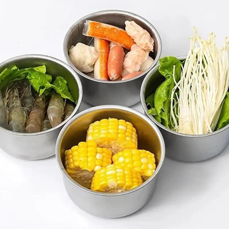 Contenitori per snack in acciaio inossidabile con coperchi Contenitori per snack in metallo per bambini con coperchi Preparazione per la conservazione dei pasti impilabile adatta ai viaggi