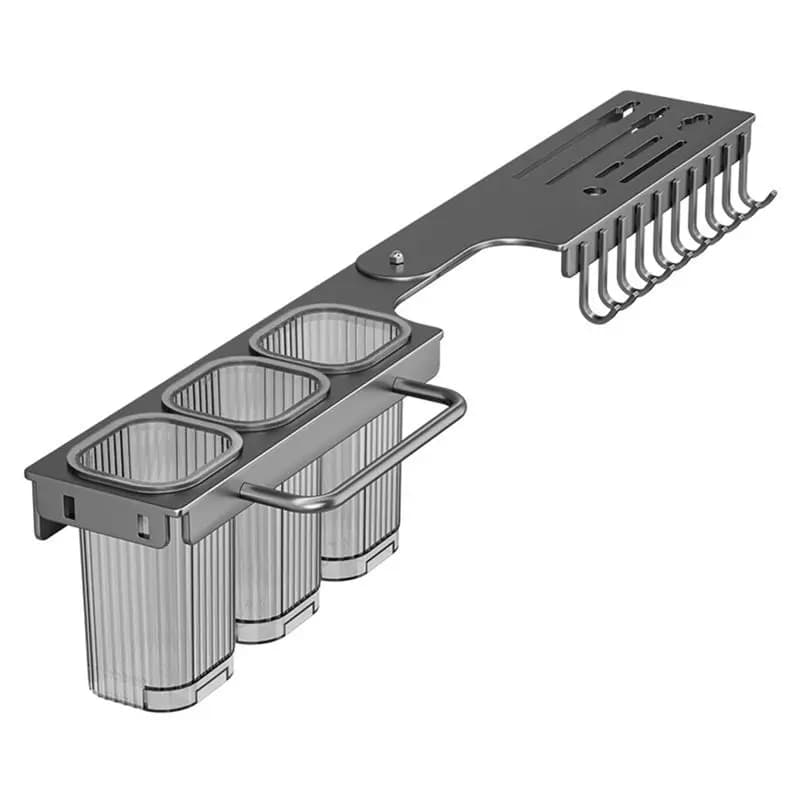 ABGE multifunctional wall knife holder - folding shelf for kitchen, includes wand holder and knife holder