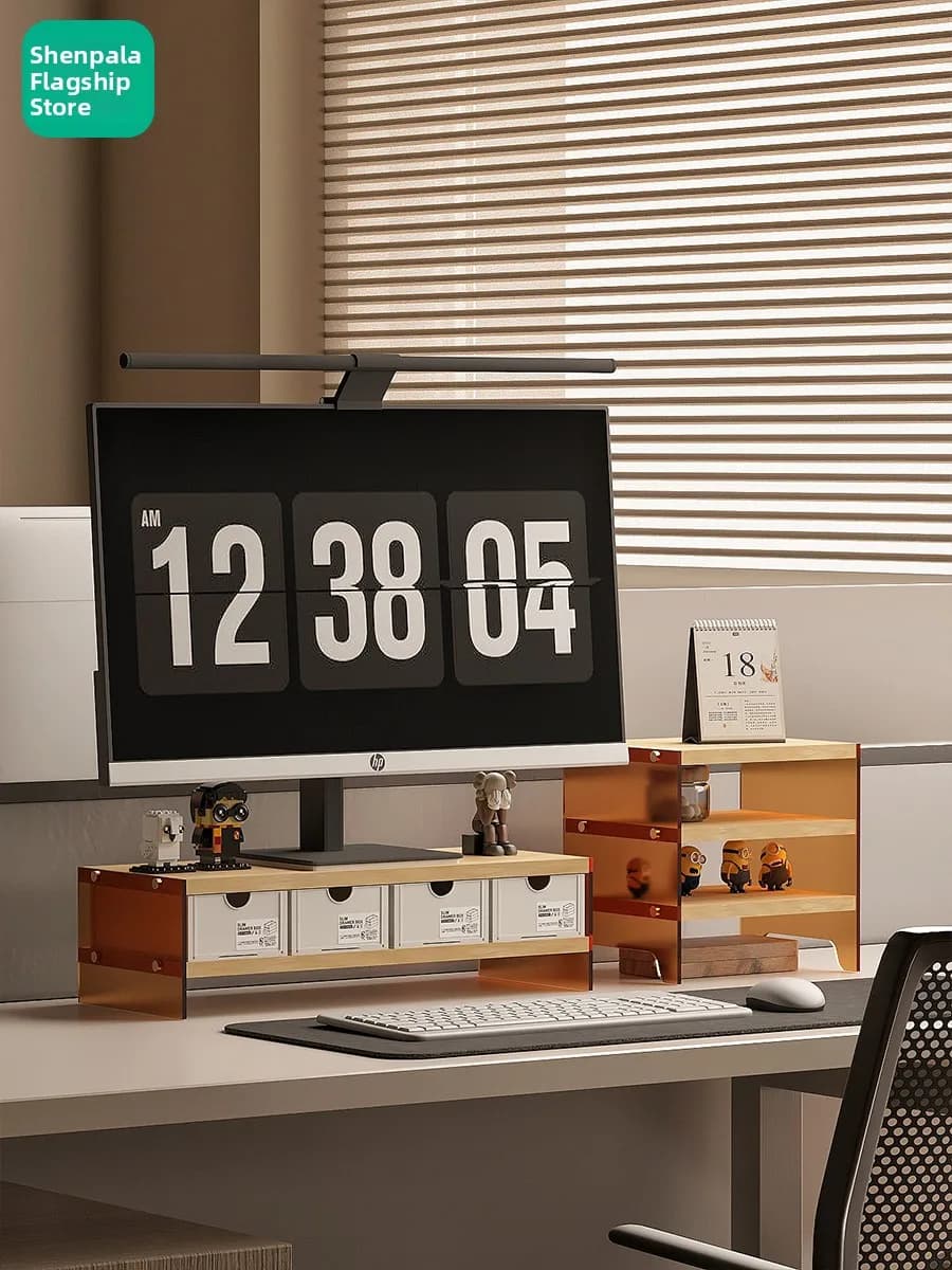 Support for Desktop Monitor with Drawer, Notebook Base, Screen Lift, Lift Bracket, Creative Office Organizer