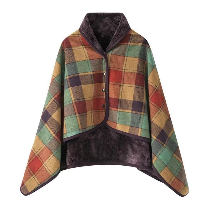 Coperta in pile scozzese indossabile con bottoni invernali caldi su divano letto da viaggio addensare camera da letto ufficio aria condizionata coperta