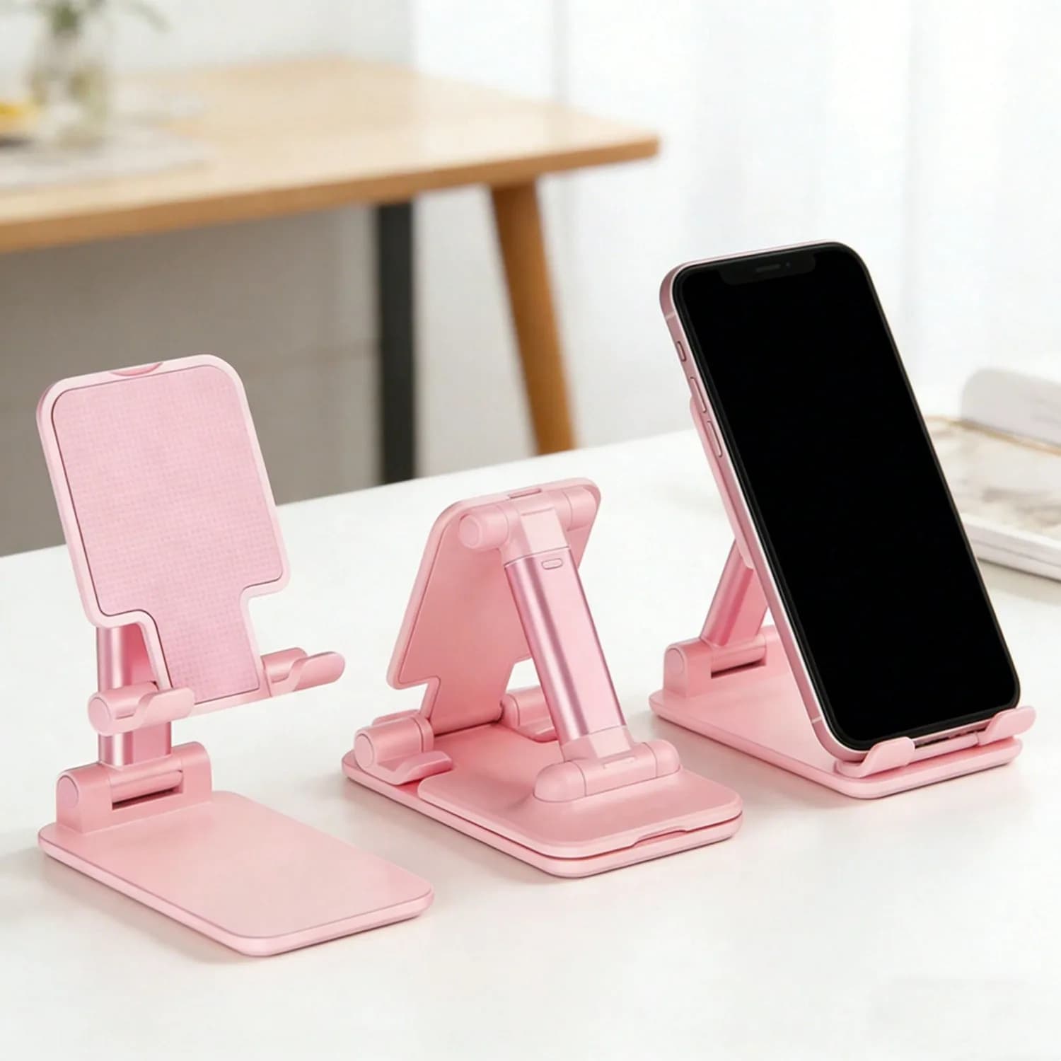 Supporto pieghevole per telefono da tavolo, supporto per telefono con altezza e angolazione regolabili, supporto per telefono con base antiscivolo, supporto universale per tablet, anello adesivo Octobuddy per telefono, accessori multifunzionali per telefono; adatto a tutti gli smartphone, utilizzabile sulla scrivania