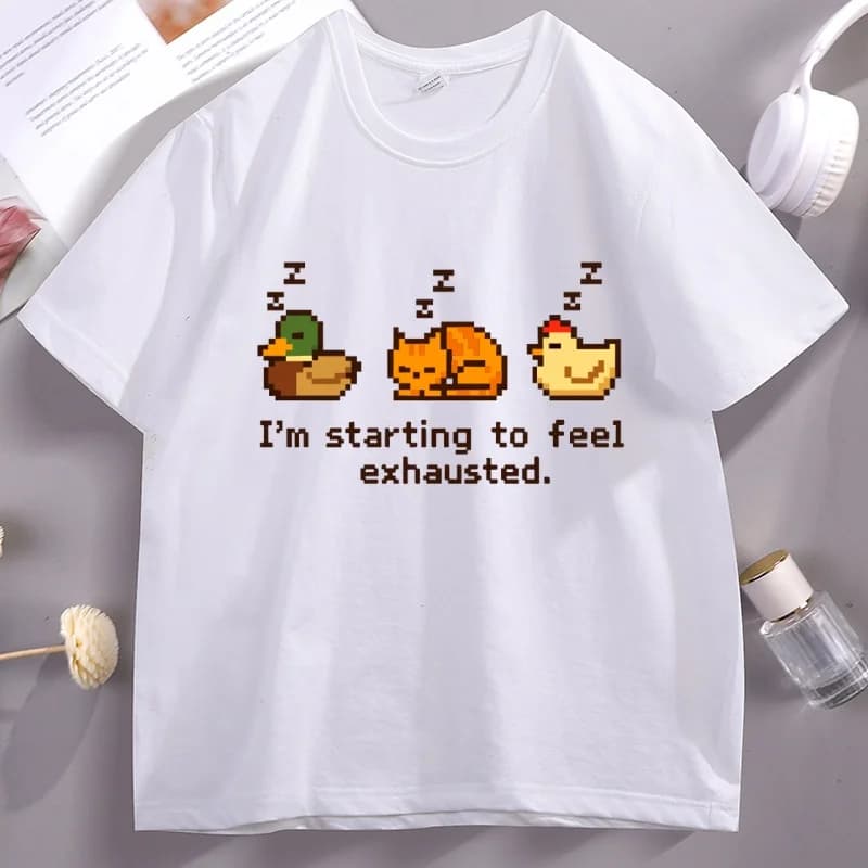Stardew-Valley T-shirt per dormire Pullover T-shirt da gioco stampata oversize per uomo Donna T-shirt da coppia a maniche corte in cotone causale