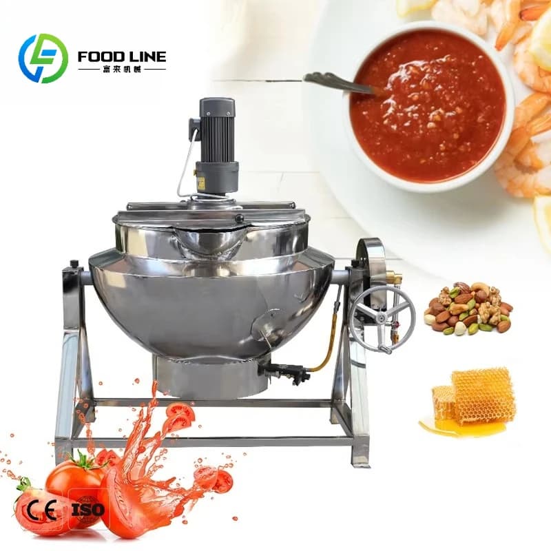 Automatic Electric Heating Jam Pepper Salt Planetary Pot Mixing Double Kettle with Steam Coating with Custom Swinger