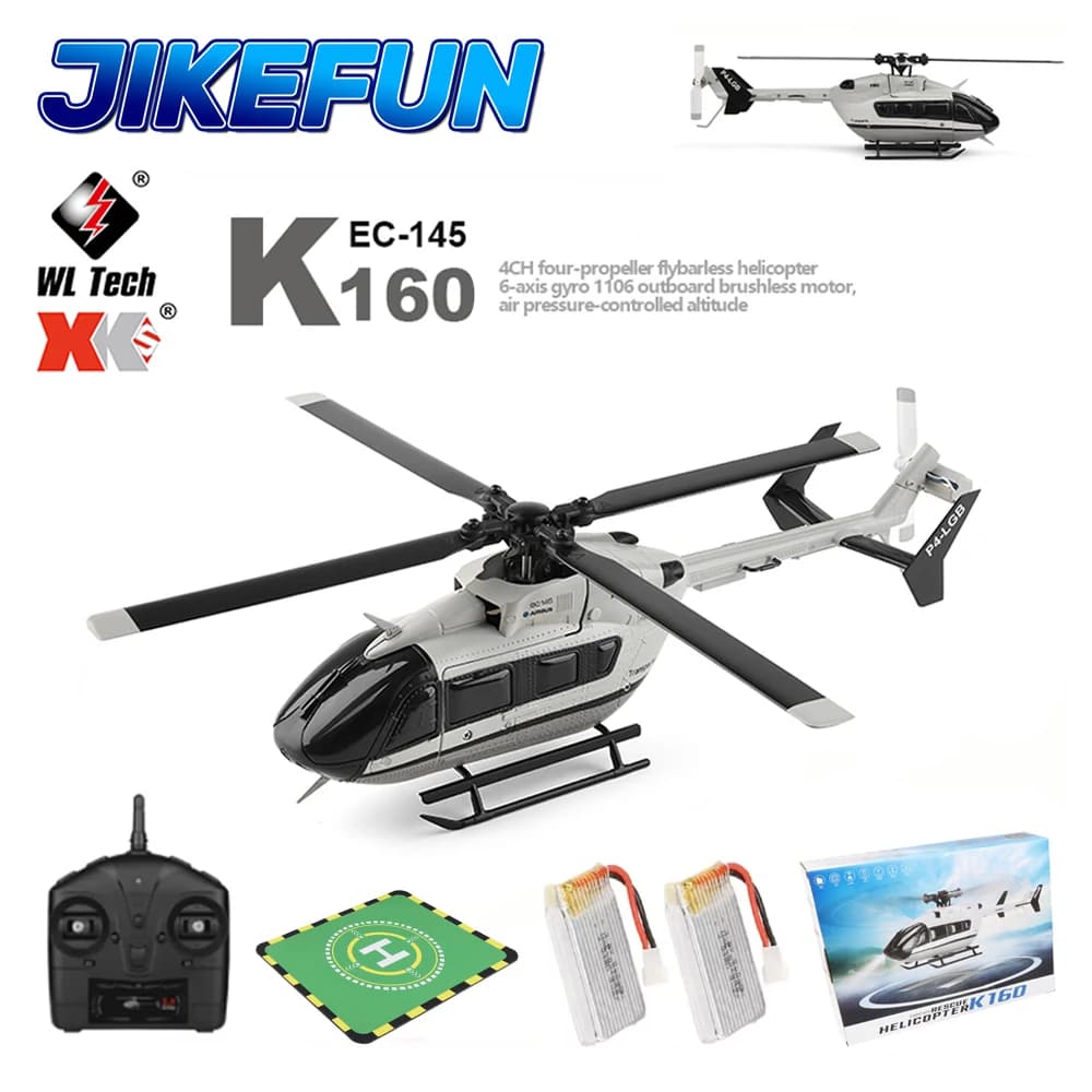 WLtoys K160 4CH RC Elicottero EC-145 Giroscopio a 6 assi Brushless Modello di altitudine fissa Simulazione di aereo Giocattoli di controllo remoto Nave USA