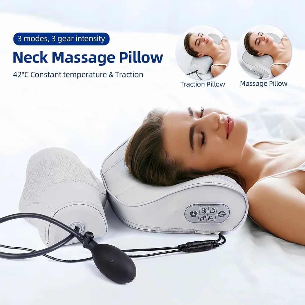 2 IN 1 Cuscino elettrico per massaggio al collo e alla schiena Massaggiatore lombare Vita Impastare Cuscino per massaggio Shiatsu Testa Spalla masajeador