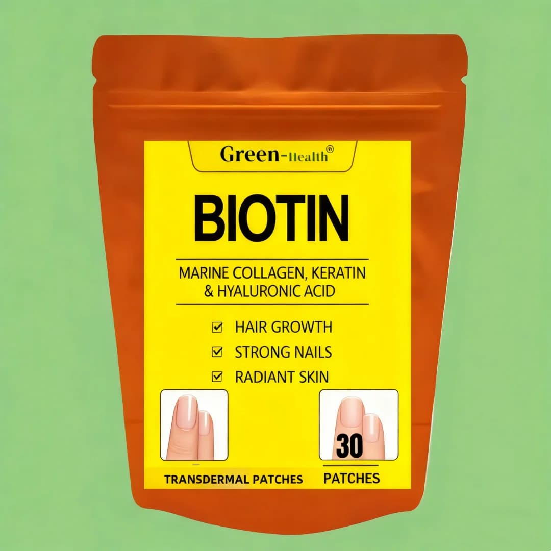 Triple-Benefit Biotin Patches – Keratin, Marine Collagen & Unisex Hair Skin Strength, 30 Patches
