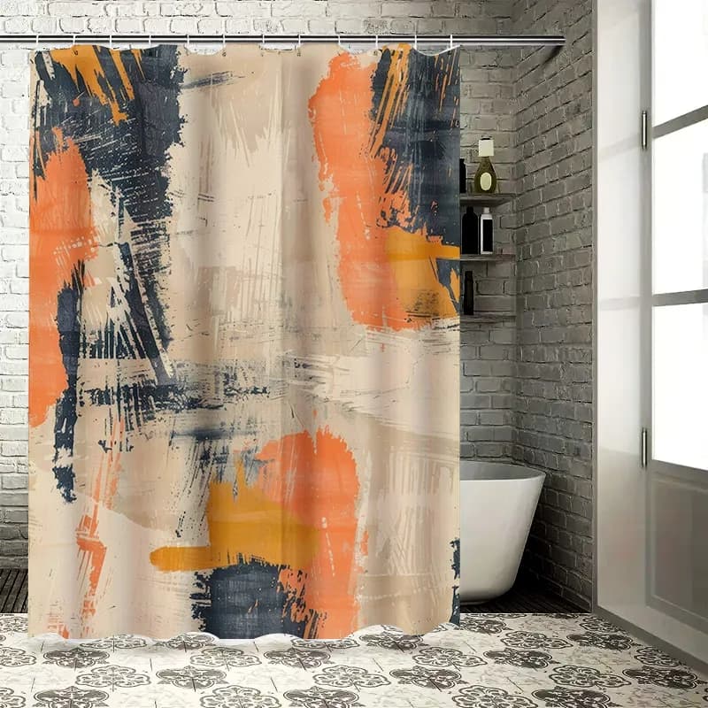 Tenda da doccia moderna colorata Crema Arancione Nero Grigio Decorazioni per il bagno Tenda da doccia in tessuto impermeabile per vasca da bagno