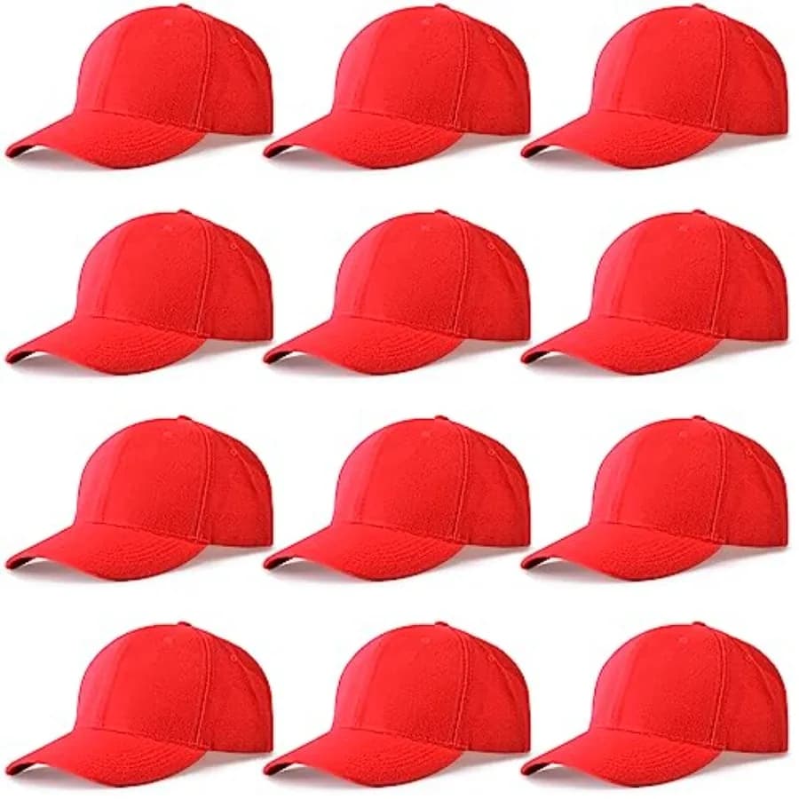 NOBONDO Pack of 12 Unisex Baseball Hats - Simple Adjustable Hats for Men and Women, Ideal for Sports Events and Teams