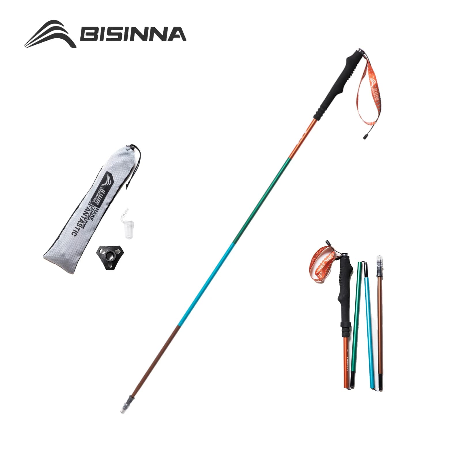 BISINNA 2pcs Trekking Poles Ultralight Aluminum Alloy Hiking Foldable Climbing Sticks Outdoor Mountaineering Trail Running Canes