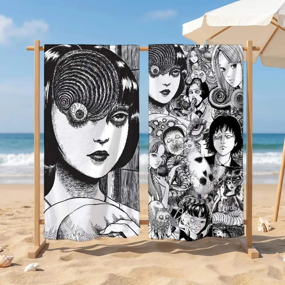 Japanese Junji Ito Tomie Towel Sports Quick Dry Travel Camping Sandproof Soft Light Large Beach Towel