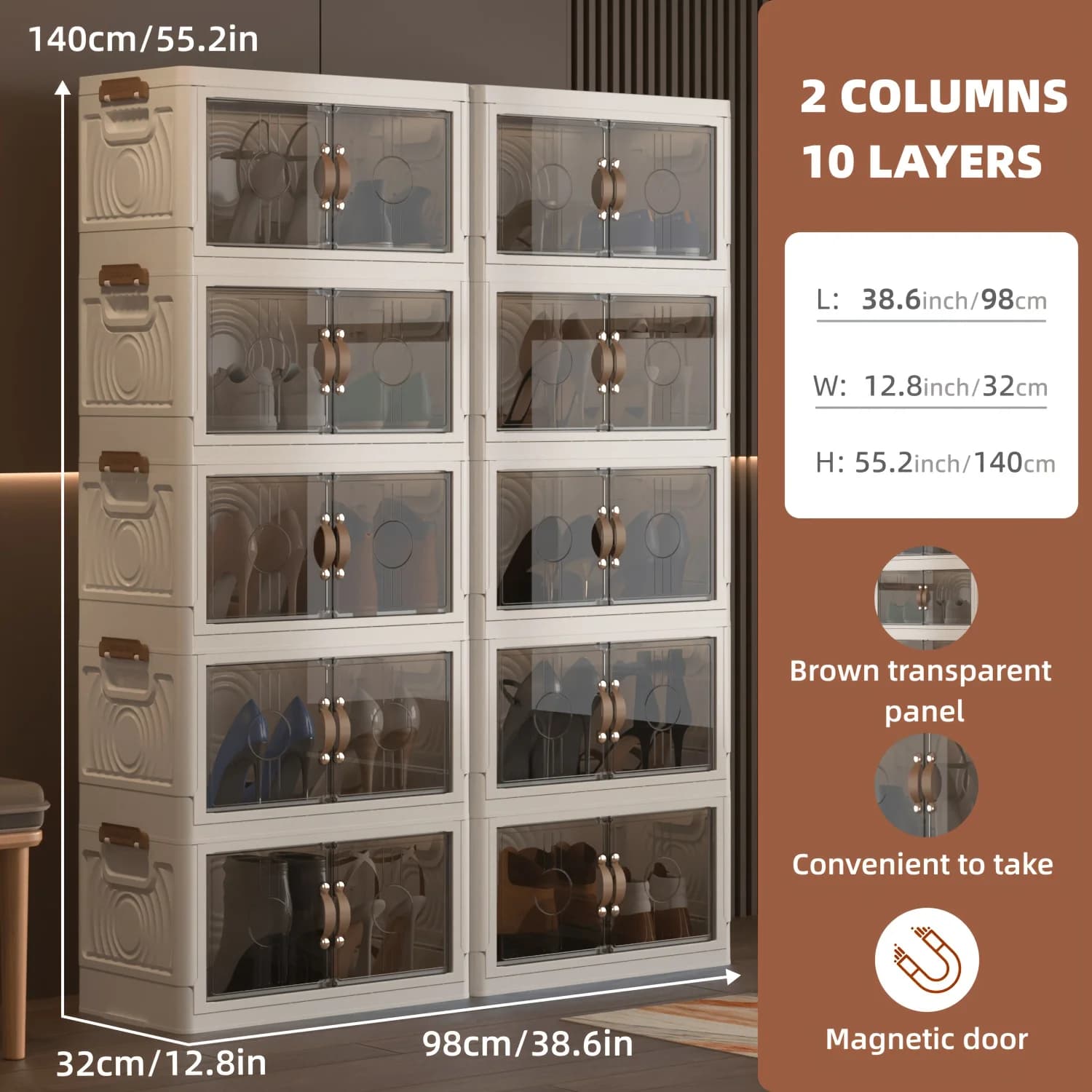 Sistema di archiviazione per armadi ampio e spazioso da 19,29 pollici con 2/3/4/5 strati disponibili - Impilabile con ruote, contenitori, cassette portautensili, adatto per camere da letto familiari, bagni, corridoi, garage, conservazione e classificazione di attrezzi, e stoccaggio per la famiglia.