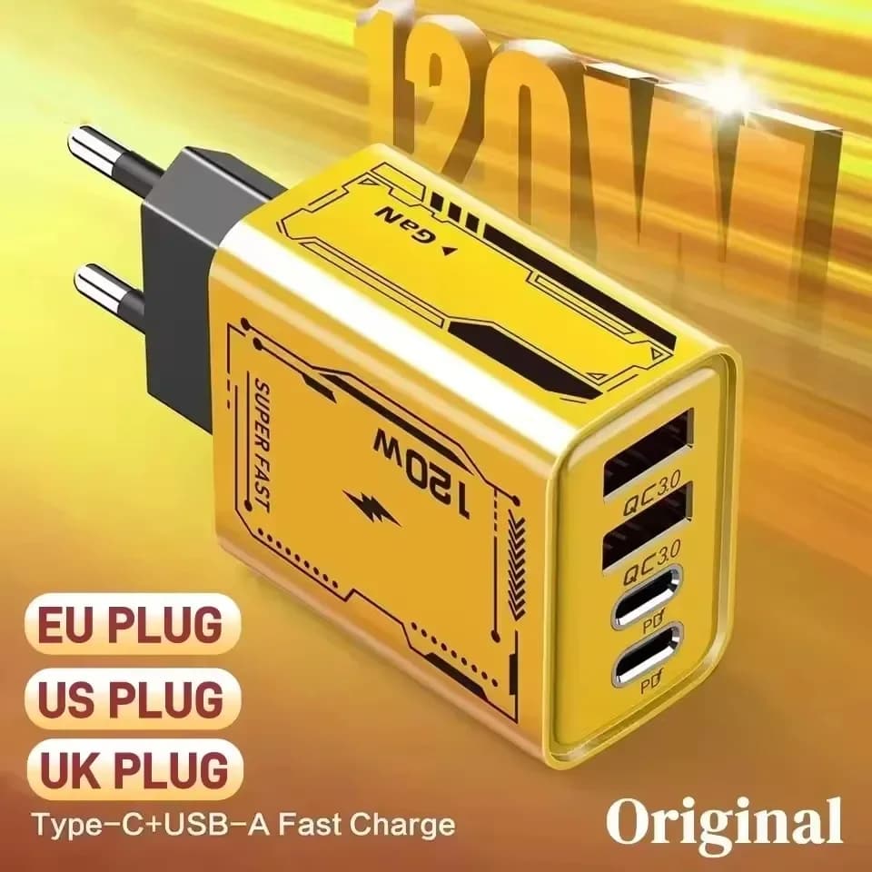 Caricabatterie Originale 120W Ultra Veloce Type-C GaN, Adattatore USB-C QC 3.0 per Ricarica Rapida Telefono, Compatibile con iPhone 17, Samsung, Xiaomi