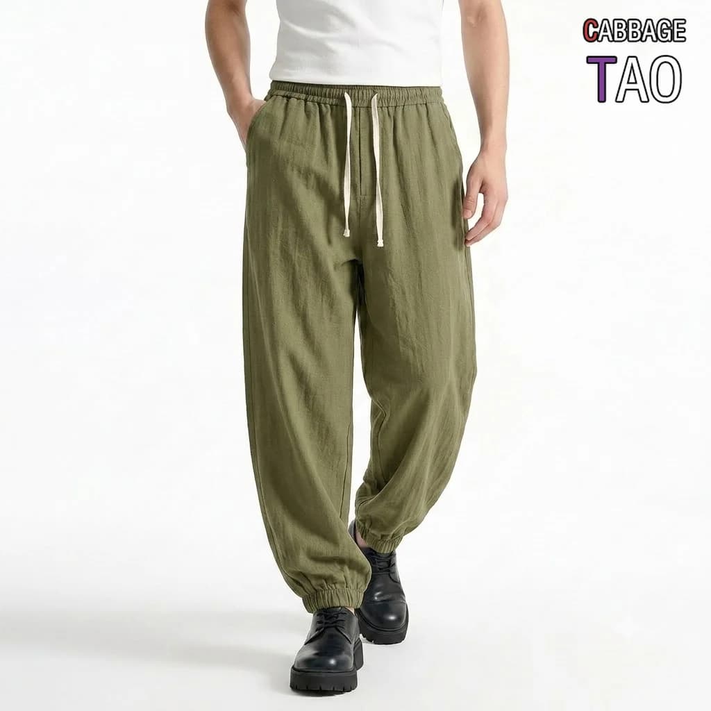 Mens Loose Drawstring Casual Trousers Baggy Harem Sweatpants Breathable Autumn Spring Fitness Gym Yoga Work Pants for Men