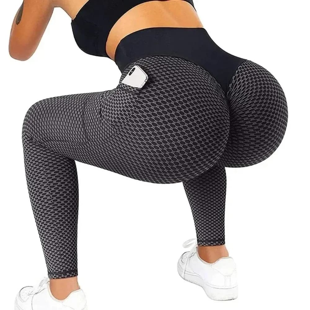 S-3XL Leggings sportivi tascabili a vita alta casual da donna Pantaloni fitness Scrunch Butt Workout Collant Push Up Yoga Gym Leggins