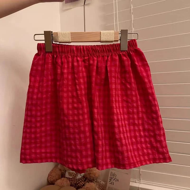 Summer Shorts Pajamas Cotton Women Shorts Women's Bottoms Soft Pants Plaid Print Loose Pants Womens Pajama Pant