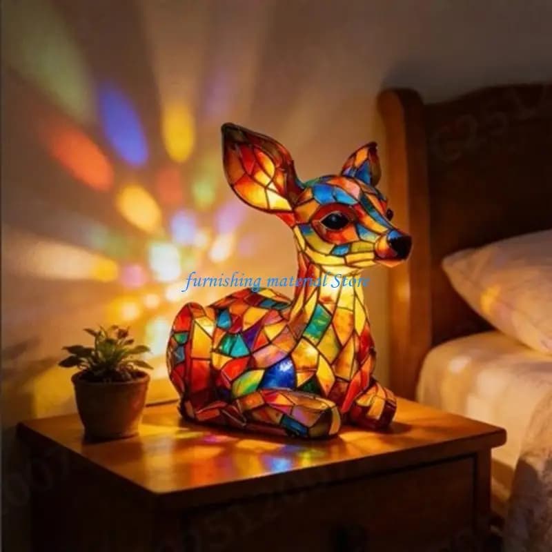 Y5GD Unique Artistic Bedside Lamp Decorative Animal Resin LED Night Light Desk Decoration Soft Warm LED Light Ornament