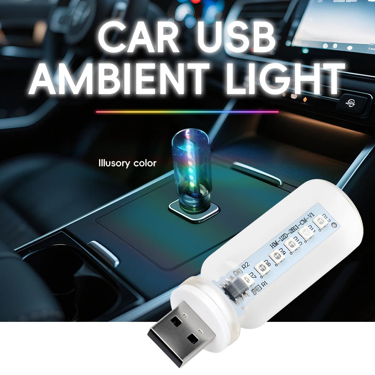 Luce d'atmosfera per auto USB con controllo touch, dimmerabile, LED, lampada notturna a filamento incandescente, lampadina decorativa per auto e ambienti, Plug & Play