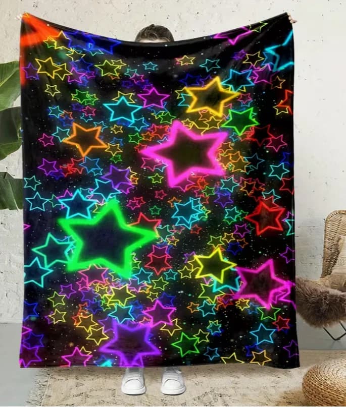Soft Warm 1pc Colorful Five-pointed Star Catcher Blanket Multipurpose for Sofa Office Bed Camping Gift All Seasons Blanket