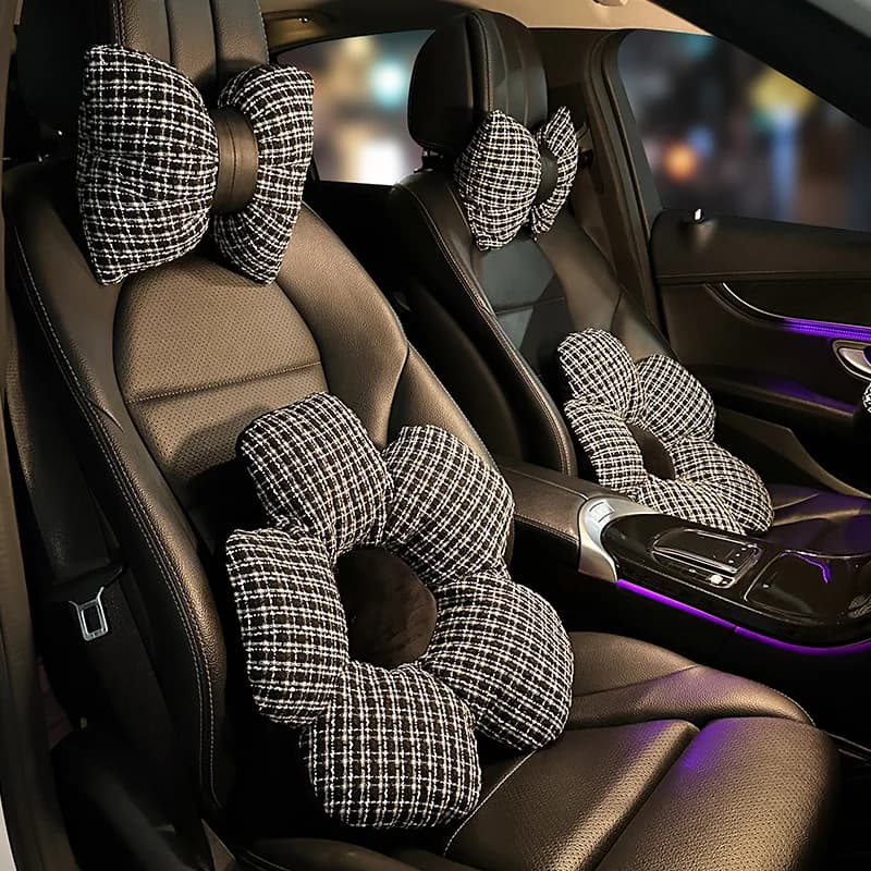 New Simple Fashion Bowknot Lino PP Cotone Morbido e confortevole Supporto lombare Vita per auto Cuscino per il collo Accessori interni per auto