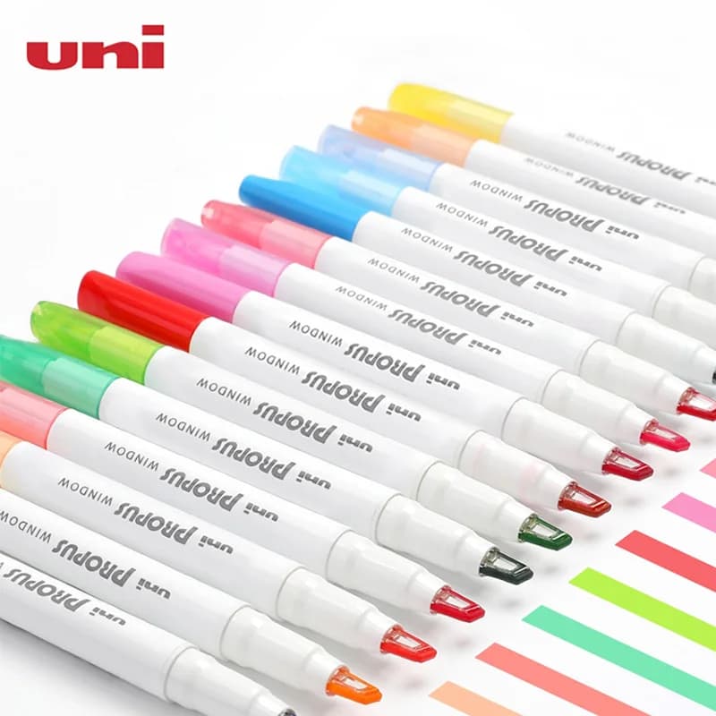 1 pz Uni evidenziatore a doppia testa PUS103T pennarello giapponese trasparente studente impara cancelleria penna a colori finestra visiva