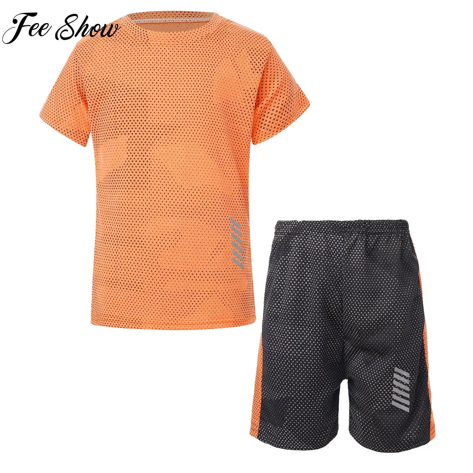 Sportswear Breathable Fast Drying Set Sports T-Shirts Shorts Set Basketball Race Training Game Children's Costumes Boys