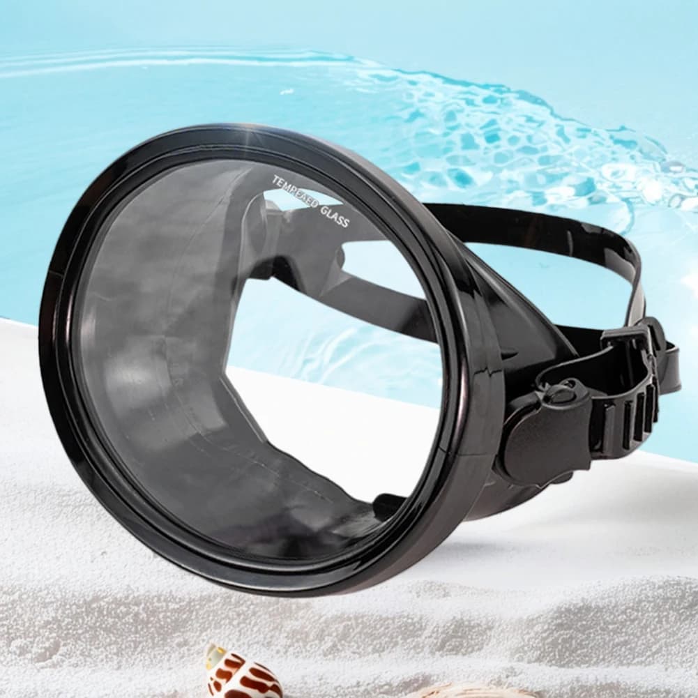 Oval Dive Mask, Underwater Fishing Mask with Tempered Glass Lens, Adjustable Monolente Diving Mask for Swimming and Snorkeling